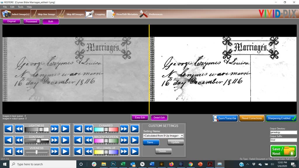 Vivid-Pix RESTORE Software Product Review 14 Before and After BIble Record with Restore