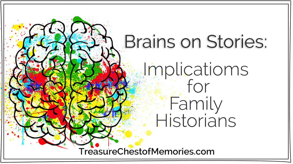 Brains on stories headline graphic with brain and color