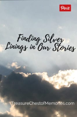 Graphic with silver linings on clouds 