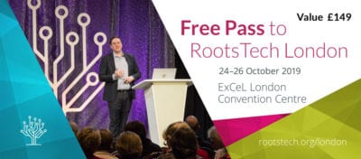 Win a Free Pass to RootsTech London 2 Mock up of a free pass to RootsTech London
