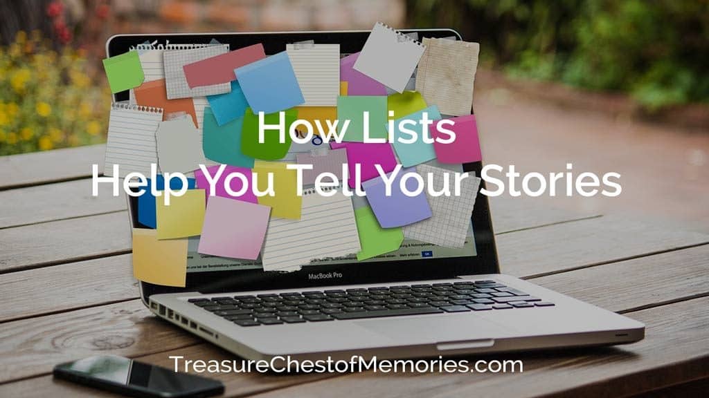 Cover image for how Lists help tell stories with a laptop with post-it notes