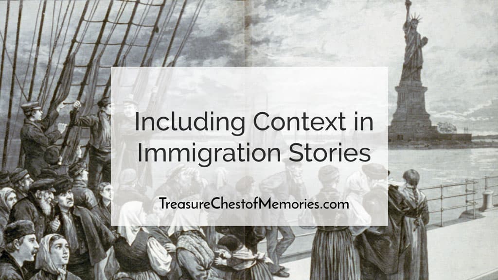 Including Context in Immigration Stories with background image of Ellis Island 