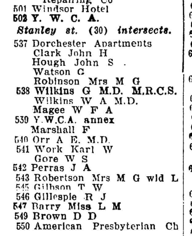 Lovells Montreal Directory 1915 W. Dorchester Street 