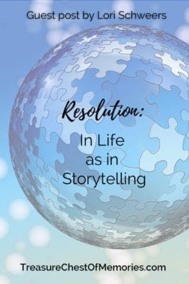 Resolution in Life as in Storytelling pinnable graphic 