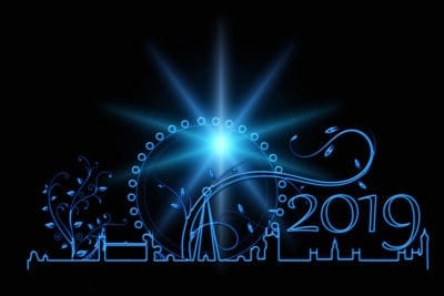 London skyline with 2019