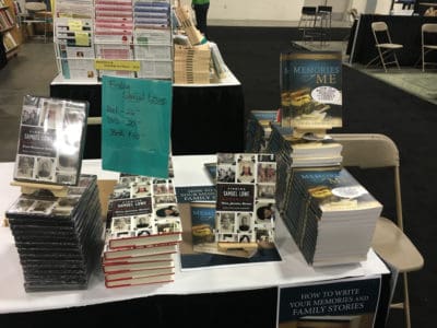 Mia's books at RootsTech 